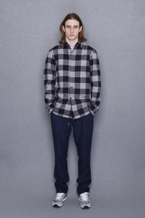 2015 A/W NUMBER (N)INE Fly Flont Shirts_Flannel Buffalo Check BLACKxGRAY