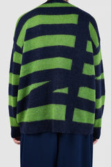 2022 A/W LAD MUSICIAN INTERSIA BORDER KNIT CREW NECK PULLOVER