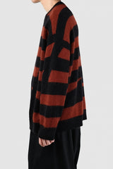 2022 A/W LAD MUSICIAN INTERSIA BORDER KNIT CREW NECK PULLOVER