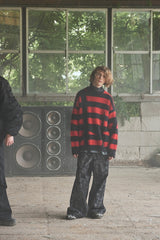 2022 A/W LAD MUSICIAN INTERSIA BORDER KNIT CREW NECK PULLOVER