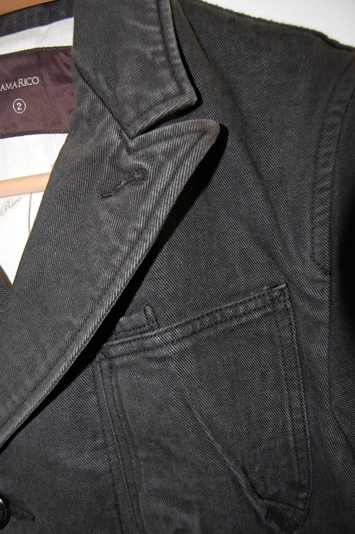 2013 A/W JAMA RICO ROPE DYE TWILL PEAKED RAPEL SHOP COAT CHARCOAL