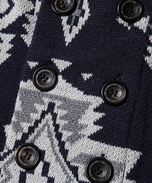 2017 A/W TMT NATIVE JACQUARD KNIT W-BREASTE CARDIGAN