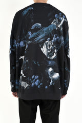 2020 A/W LAD MUSICIAN INKJET BIRD DOG MONKY CREW NECK BIG PULLOVER