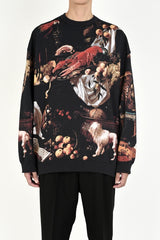 2020 A/W LAD MUSICIAN INKJET BIRD DOG MONKY CREW NECK BIG PULLOVER