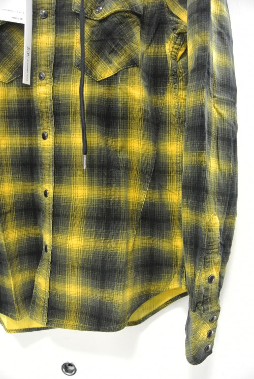 2014 A/W n(n) BY NUMBER (N)INE Food Western Shirts_Corduroyl Onbure Check YELLOW