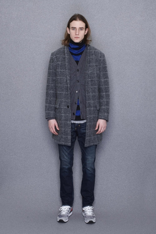 2015 A/W NUMBER (N)INE Chesterfield Coat_Window Pane NAVY 