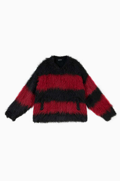 2025 A/W LAD MUSICIAN SHAGGY BORDER KNIT PULLOVER