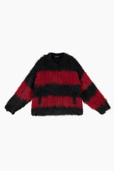 2025 A/W LAD MUSICIAN SHAGGY BORDER KNIT PULLOVER