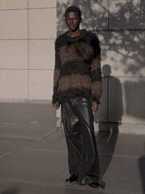 2025 A/W LAD MUSICIAN SHAGGY BORDER KNIT PULLOVER