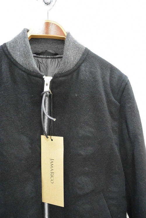 2015 A/W JAMA RICO Shadow Check Pudding Flight Jacket BLACK