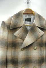 2014 A/W n(n) BY NUMBER (N)INE Pea Coat_Wool Check BROWN