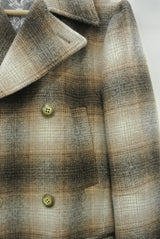 2014 A/W n(n) BY NUMBER (N)INE Pea Coat_Wool Check BROWN