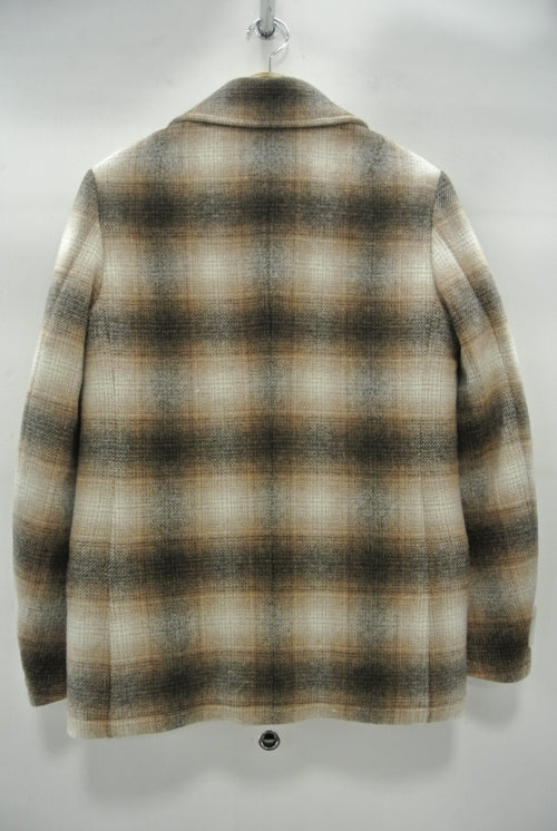 2014 A/W n(n) BY NUMBER (N)INE Pea Coat_Wool Check BROWN