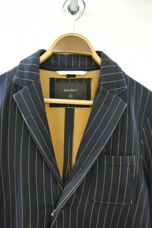2014 A/W JAMA RICO QUILTING STRIPE KNIT JACKET NAVY