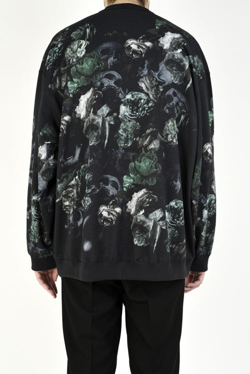 2020 A/W LAD MUSICIAN INKJET FLOWER SKULL CREW NECK BIG PULLOVER