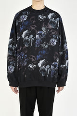 2020 A/W LAD MUSICIAN INKJET FLOWER SKULL CREW NECK BIG PULLOVER