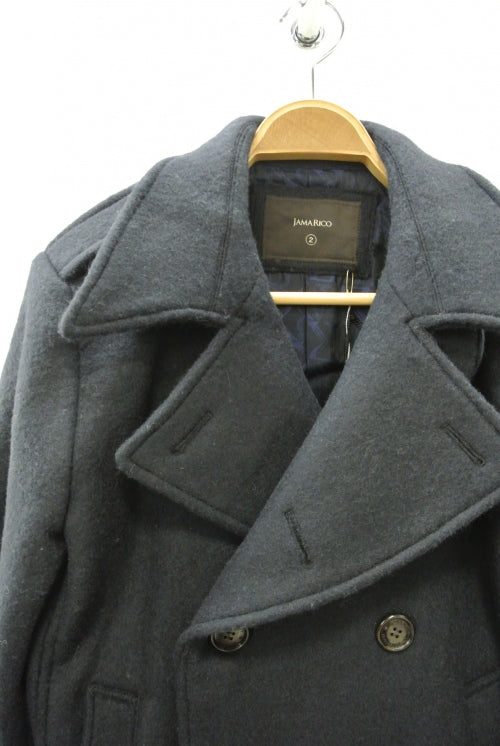 2014 A/W JAMA RICO DOUBLE CLOTH AIR MELTON P-COAT NAVY