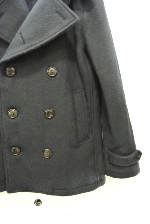 2014 A/W JAMA RICO DOUBLE CLOTH AIR MELTON P-COAT NAVY