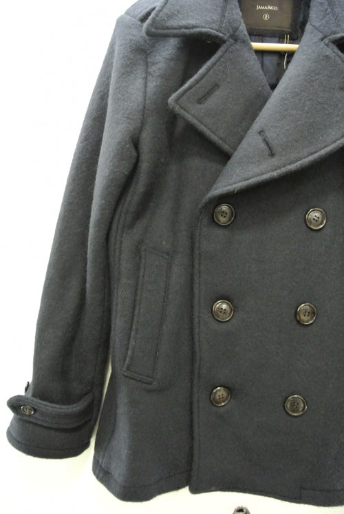 2014 A/W JAMA RICO DOUBLE CLOTH AIR MELTON P-COAT NAVY