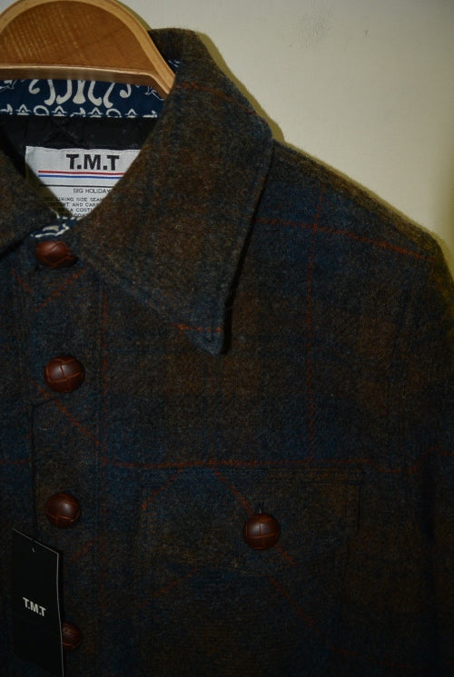 2015 A/W TMT C.P.O WOOLCHECK COAT NAVY