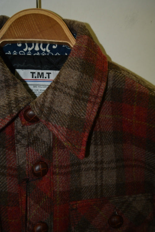 2015 A/W TMT C.P.O WOOLCHECK COAT RED