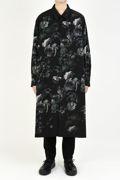 2020 A/W LAD MUSICIAN DECHINE INKJET FLOWER SKULL LONG SHIRT
