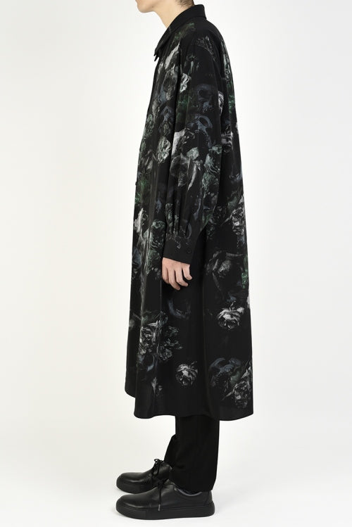 2020 A/W LAD MUSICIAN DECHINE INKJET FLOWER SKULL LONG SHIRT