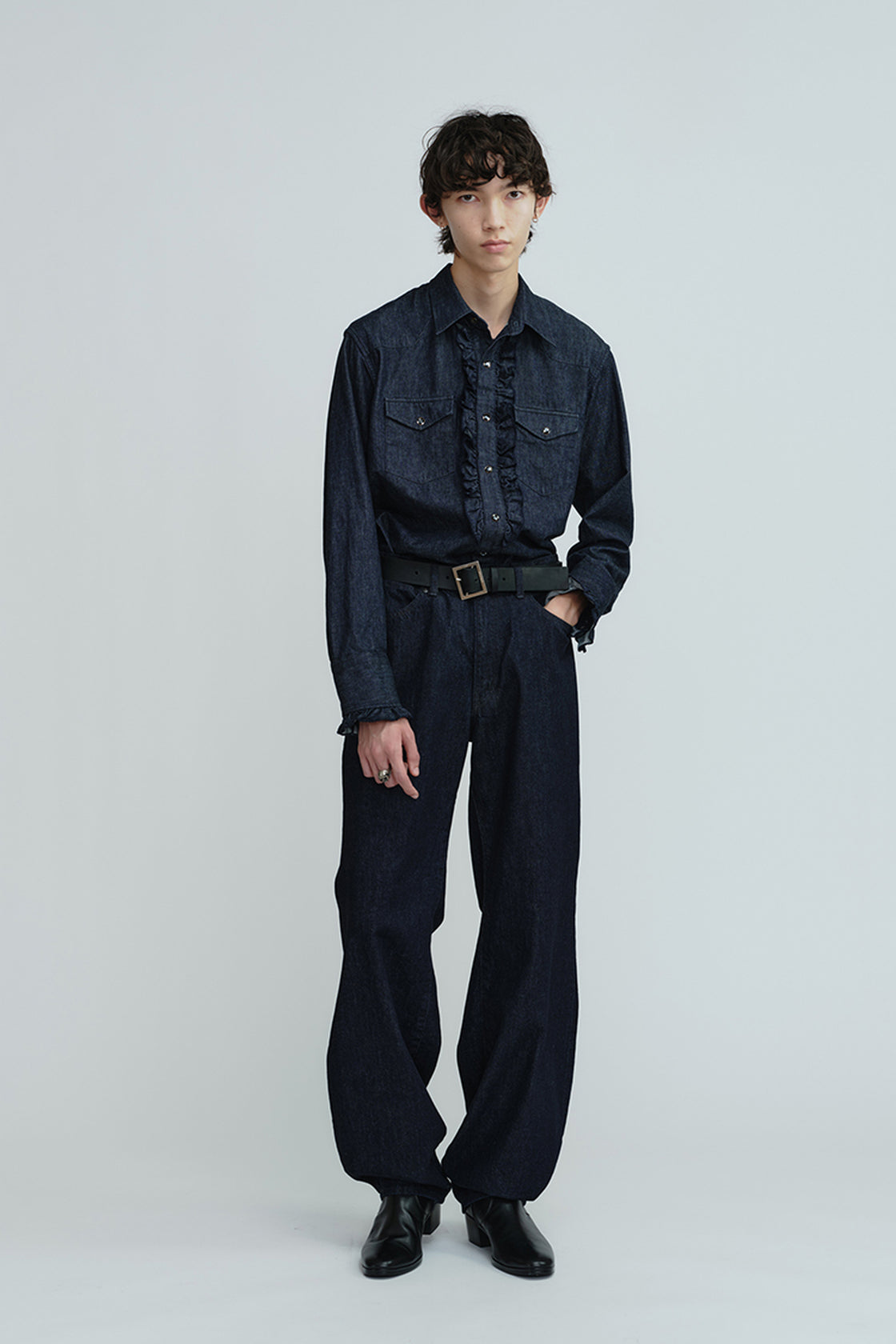 2026 A/W LAD MUSICIAN 11.5oz DENIM FLARE DRAPE PANTS