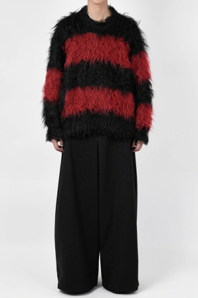 2025 A/W LAD MUSICIAN SHAGGY BORDER KNIT PULLOVER